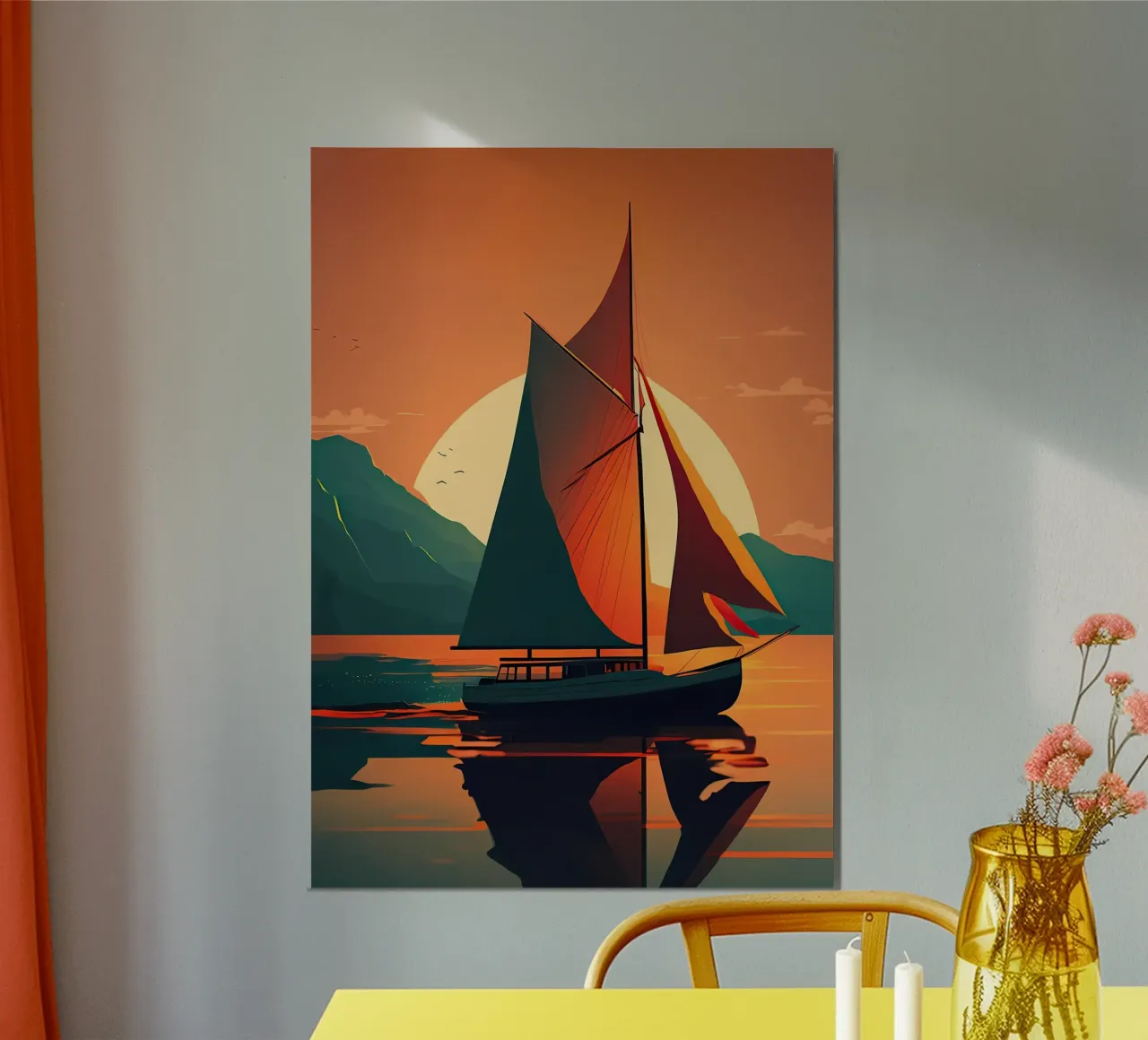 barca a vela in un tramonto carta hahnemühle da Bartosz Powalka