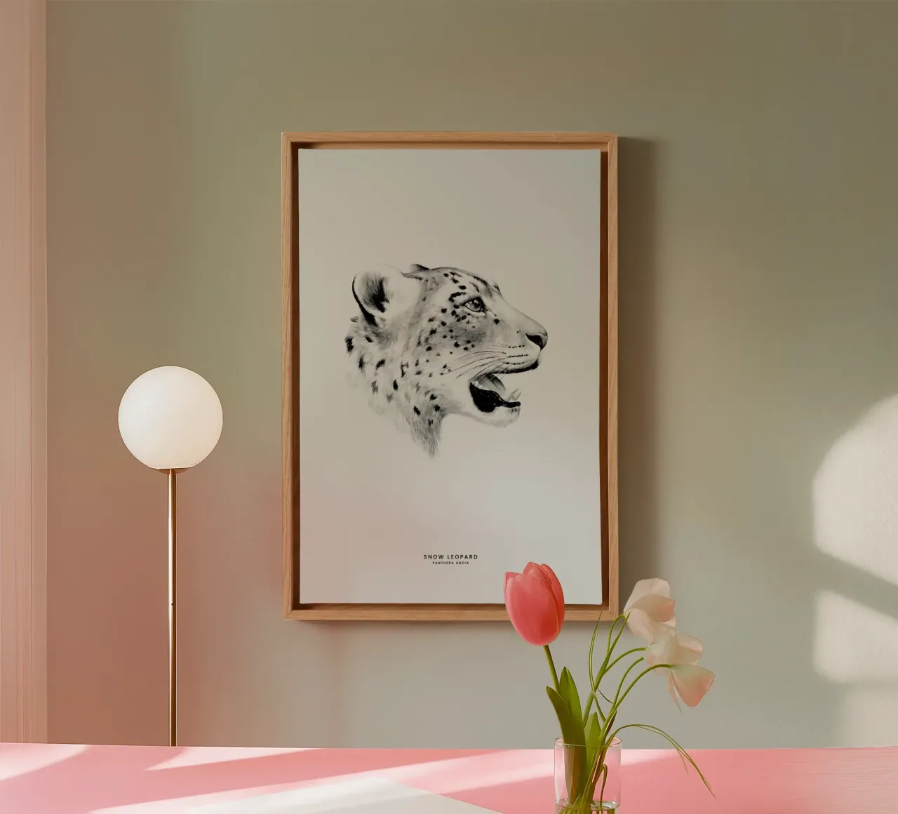 Snow Leopard tela con Cornice a cassetta da Flora & Fauna