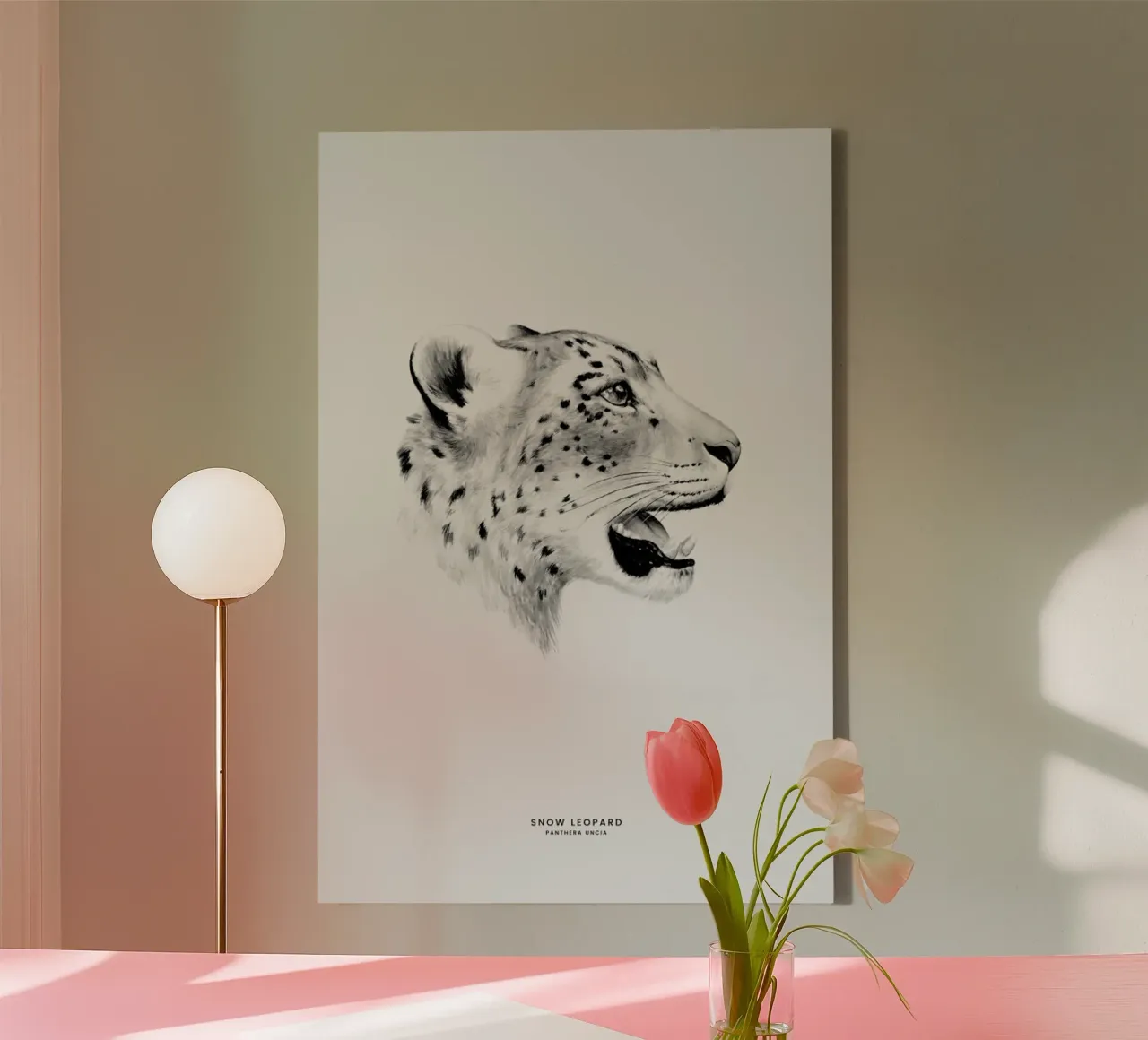 Snow Leopard tela con Cornice a cassetta da Flora & Fauna