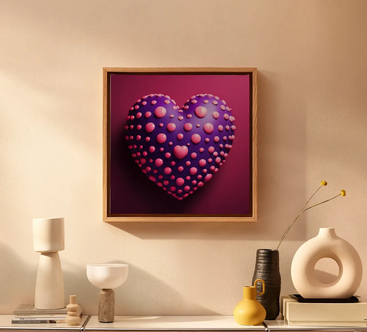 Cuore_1 tela con Cornice a cassetta da Pink- und LoveArt by LK