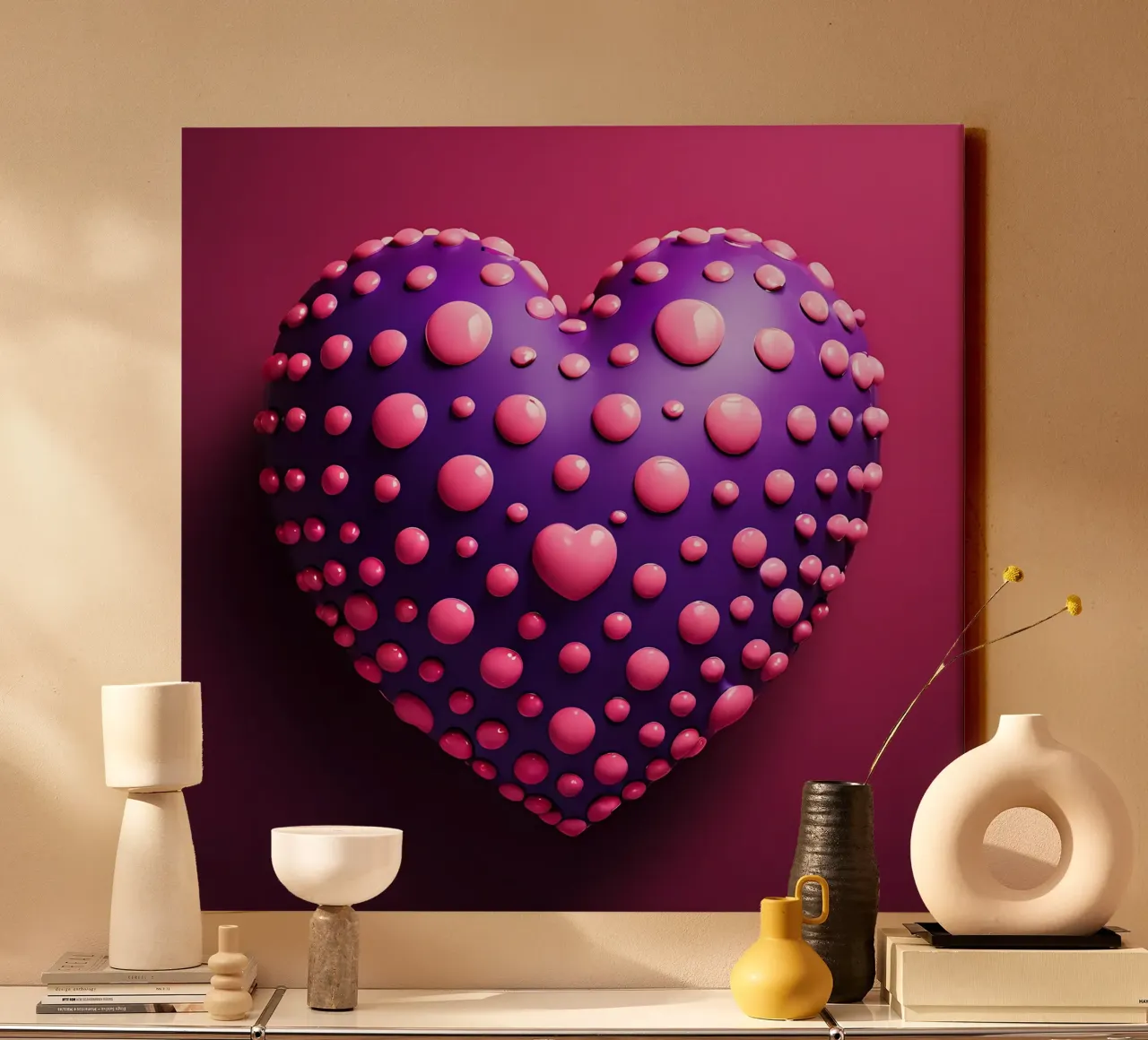 Cuore_1 tela con Cornice a cassetta da Pink- und LoveArt by LK
