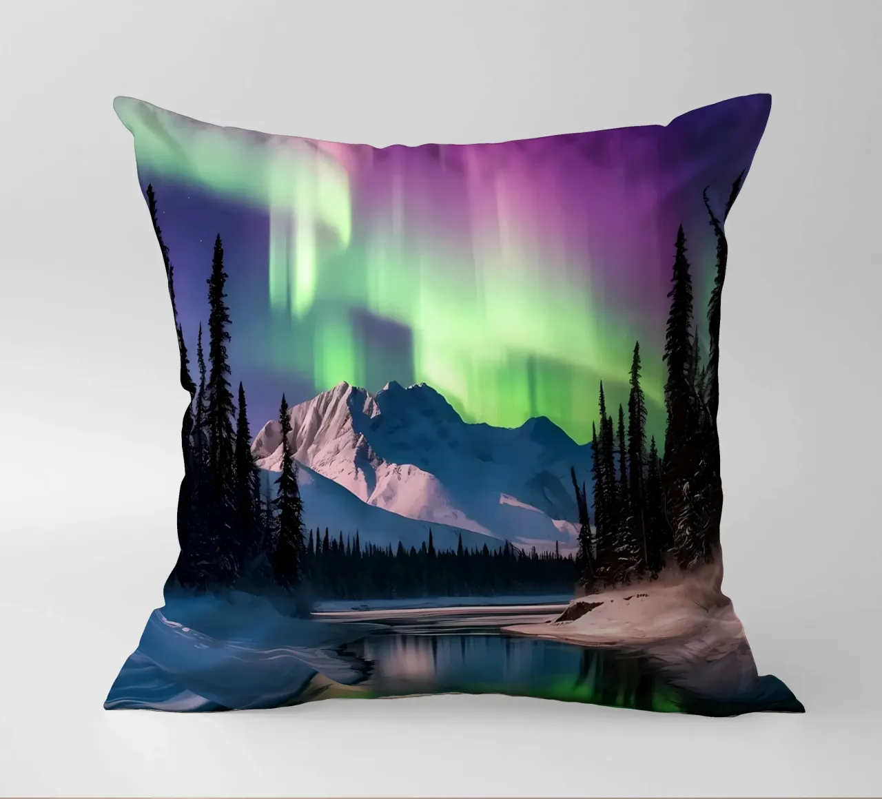 Northern Lights Aurora decorative cushion by Matthew Katz