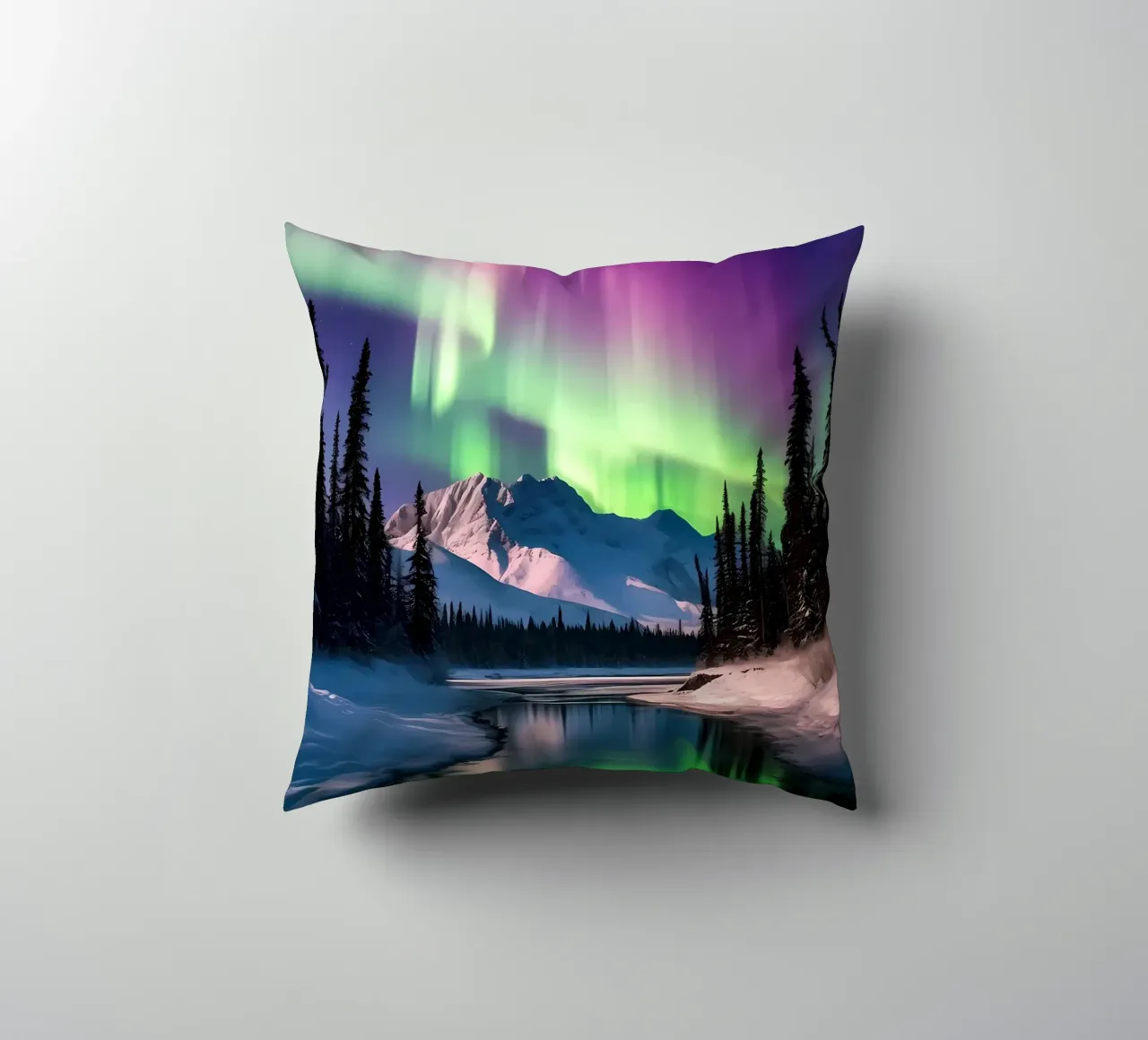 Northern Lights Aurora decorative cushion by Matthew Katz
