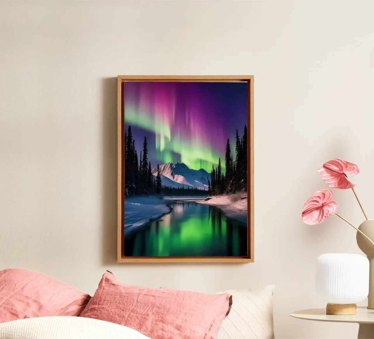 Noorderlicht Aurora canvas met Baklijst van Matthew Katz