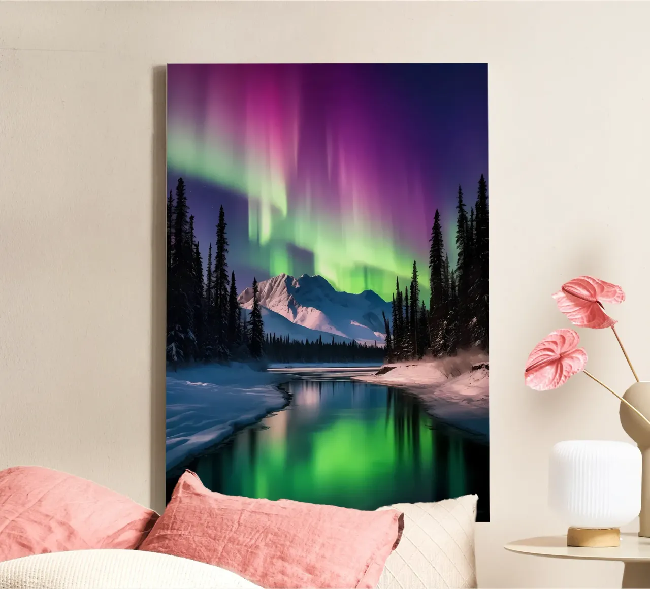 Noorderlicht Aurora canvas met Baklijst van Matthew Katz
