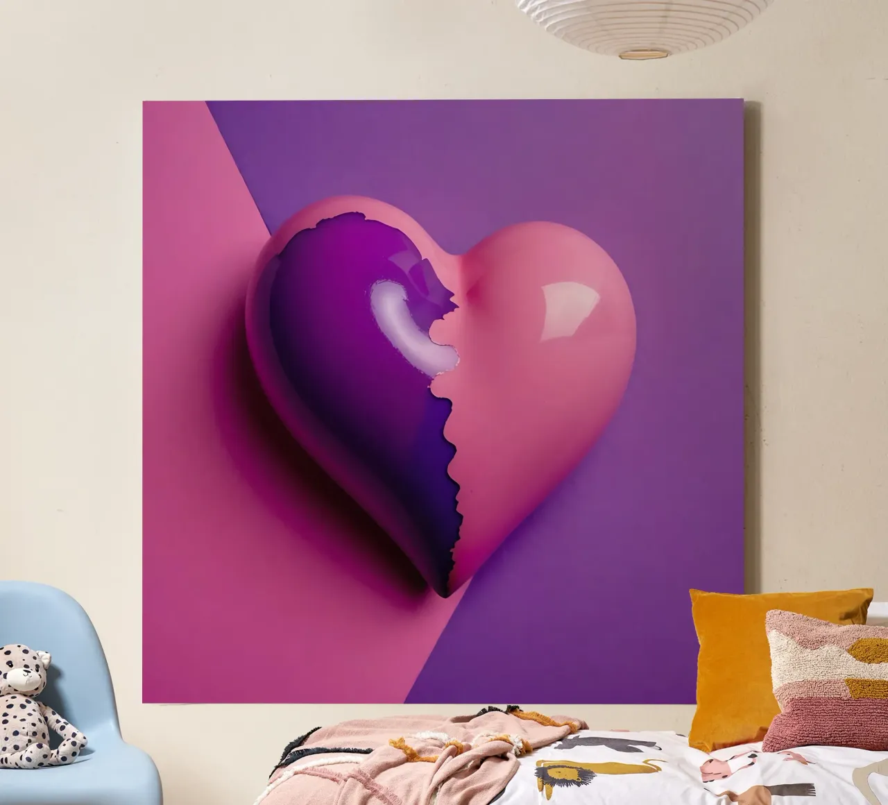 Cuore_3 tela con Cornice a cassetta da Pink- und LoveArt by LK