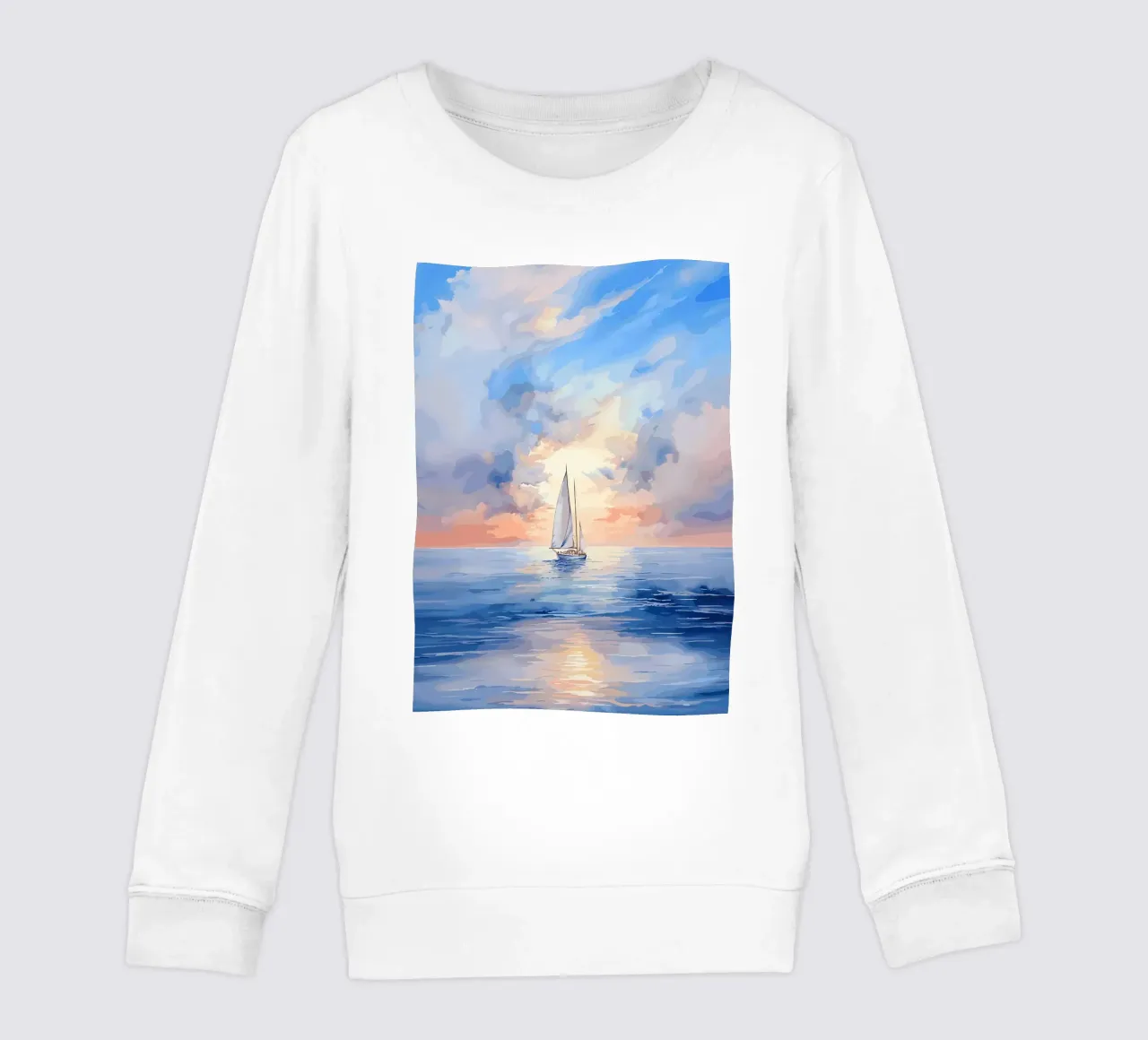 Sailboat Sunset Painting kids sweatshirt by Bartosz Powalka