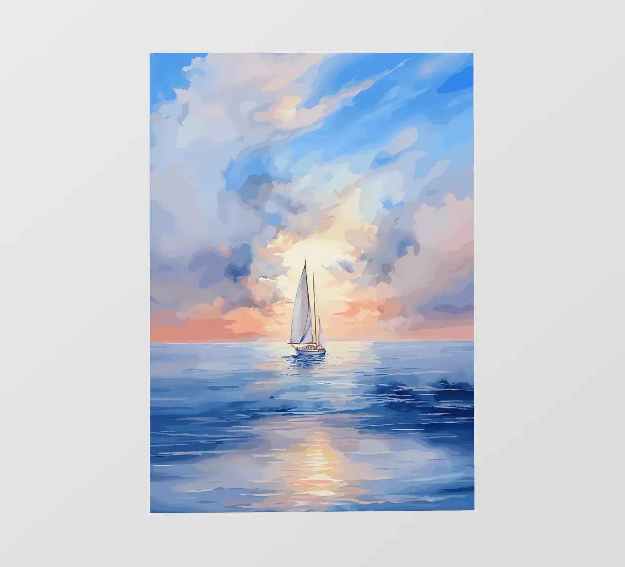 Sailboat Sunset Painting backlit film by Bartosz Powalka
