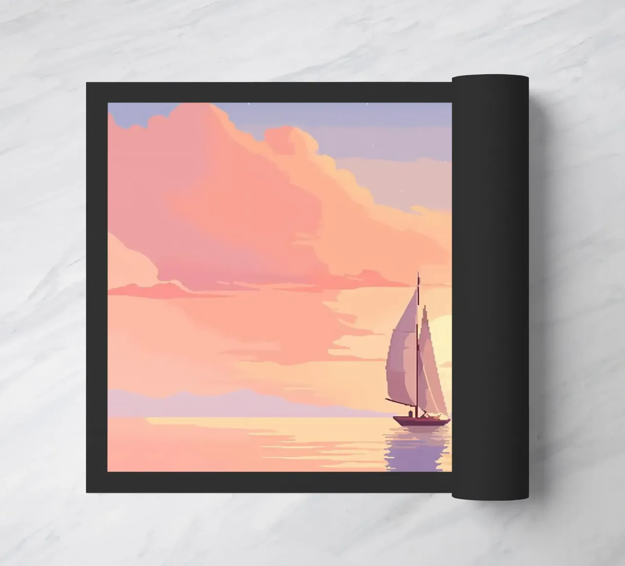 Pixel art della barca del mare calmo zerbino da Bartosz Powalka