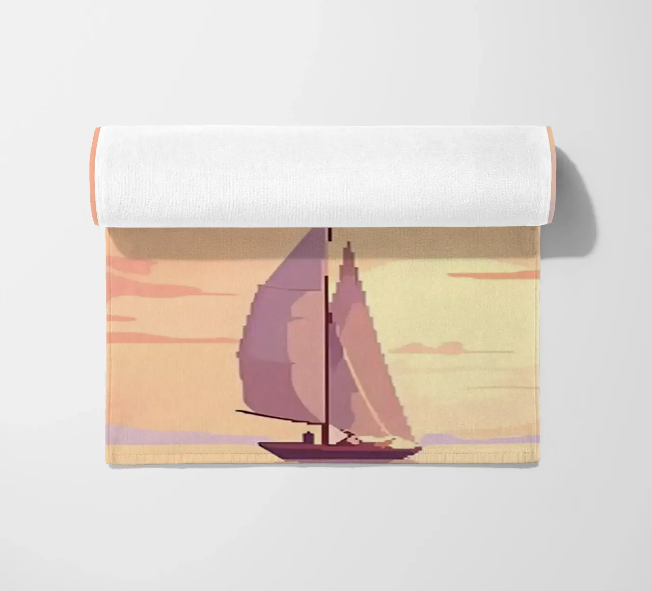 Rustige zee boot Pixel Art strandhanddoek van Bartosz Powalka
