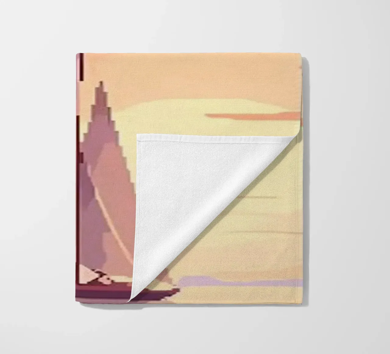 Rustige zee boot Pixel Art strandhanddoek van Bartosz Powalka