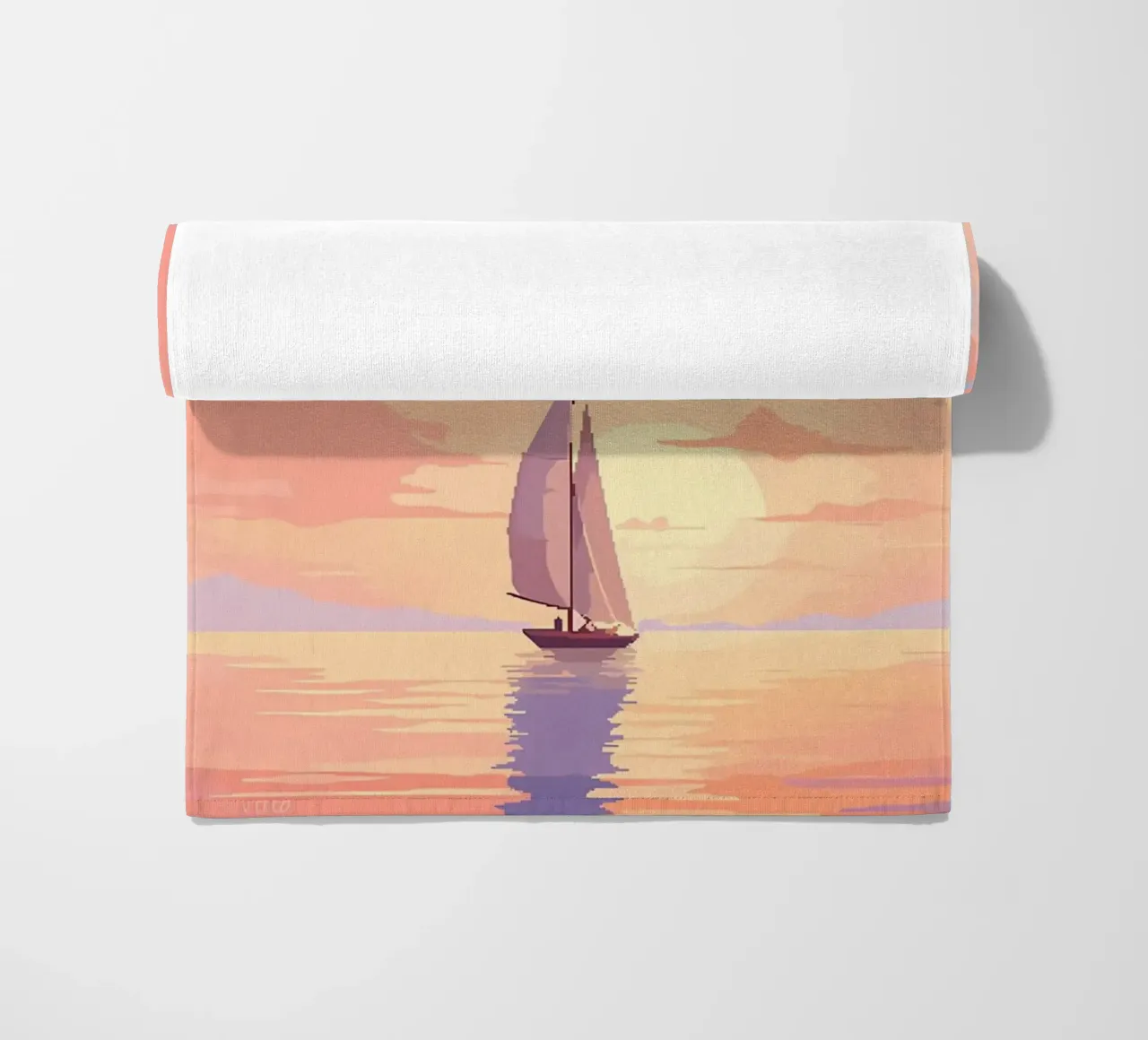Rustige zee boot Pixel Art strandhanddoek van Bartosz Powalka