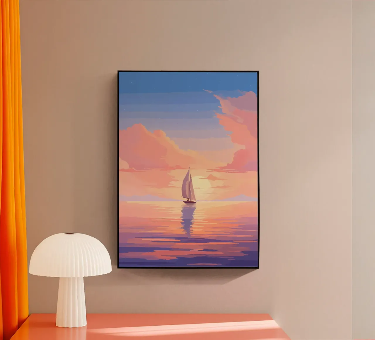 Ruhiges Meer Boot Pixel Kunst Acryl-Glas von Bartosz Powalka