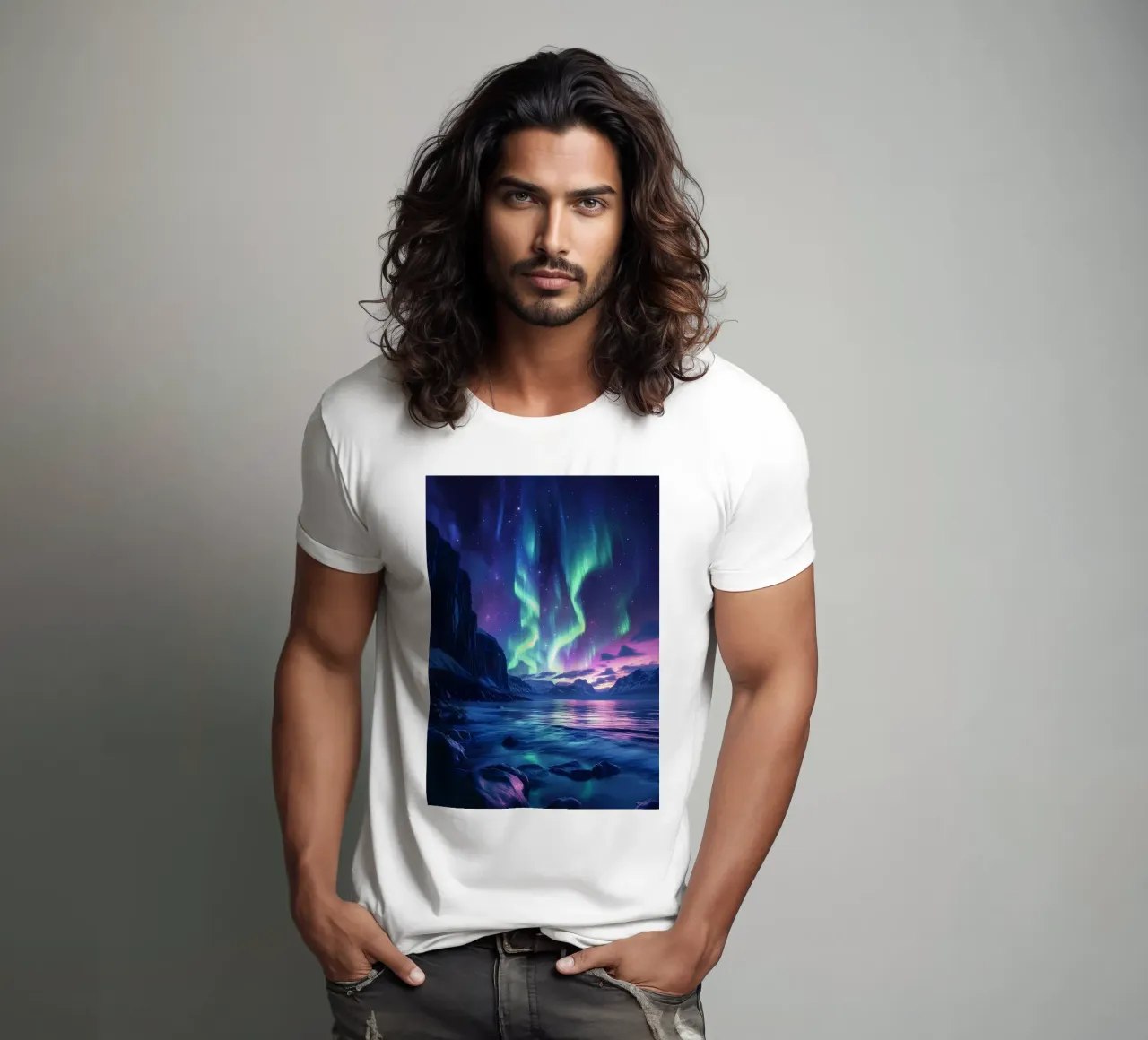 Paesaggio dell'Aurora Boreale t-shirt da Matthew Katz