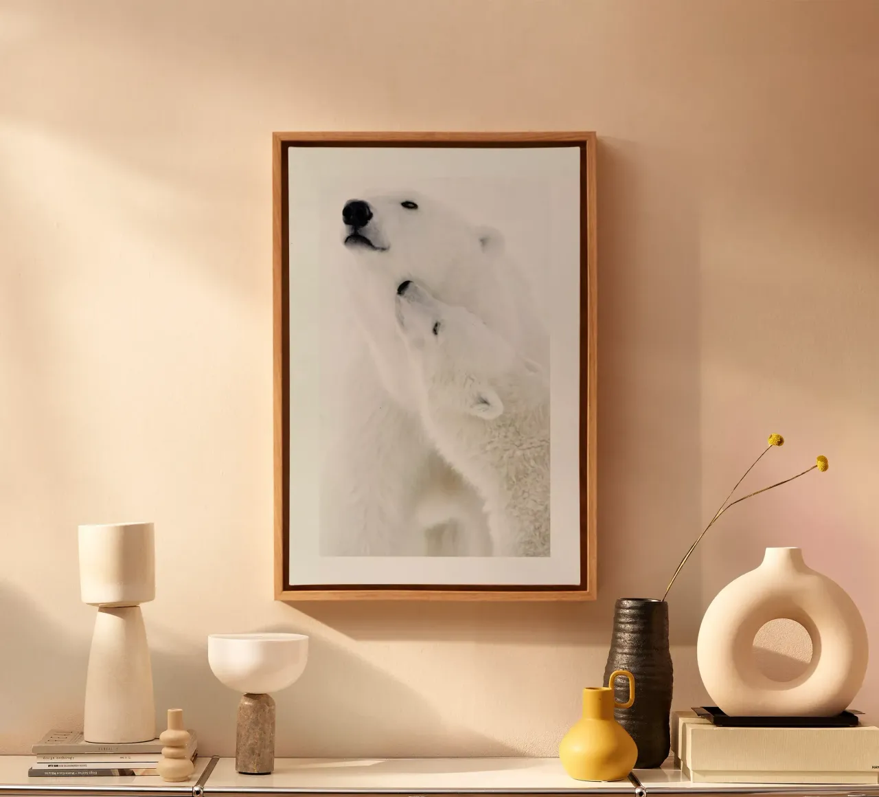Polar Bears in Snow tela con Cornice a cassetta da Natural Kingdom