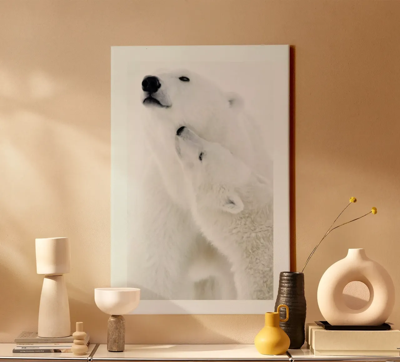 Polar Bears in Snow tela con Cornice a cassetta da Natural Kingdom