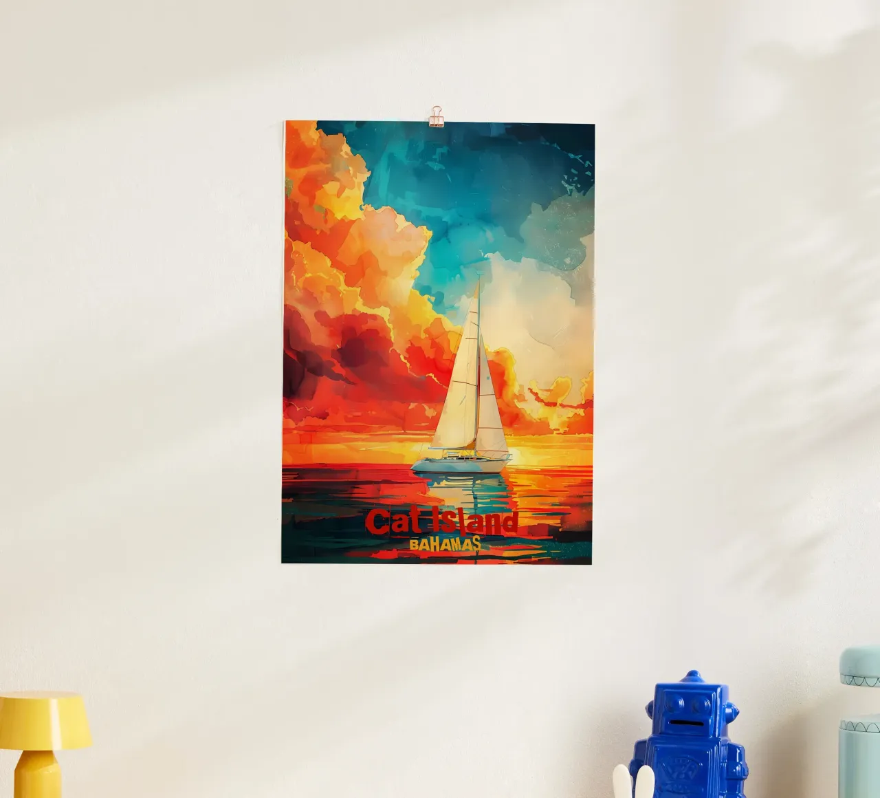 Isola del Gatto Artr poster con telaio in legno da Bartosz Powalka
