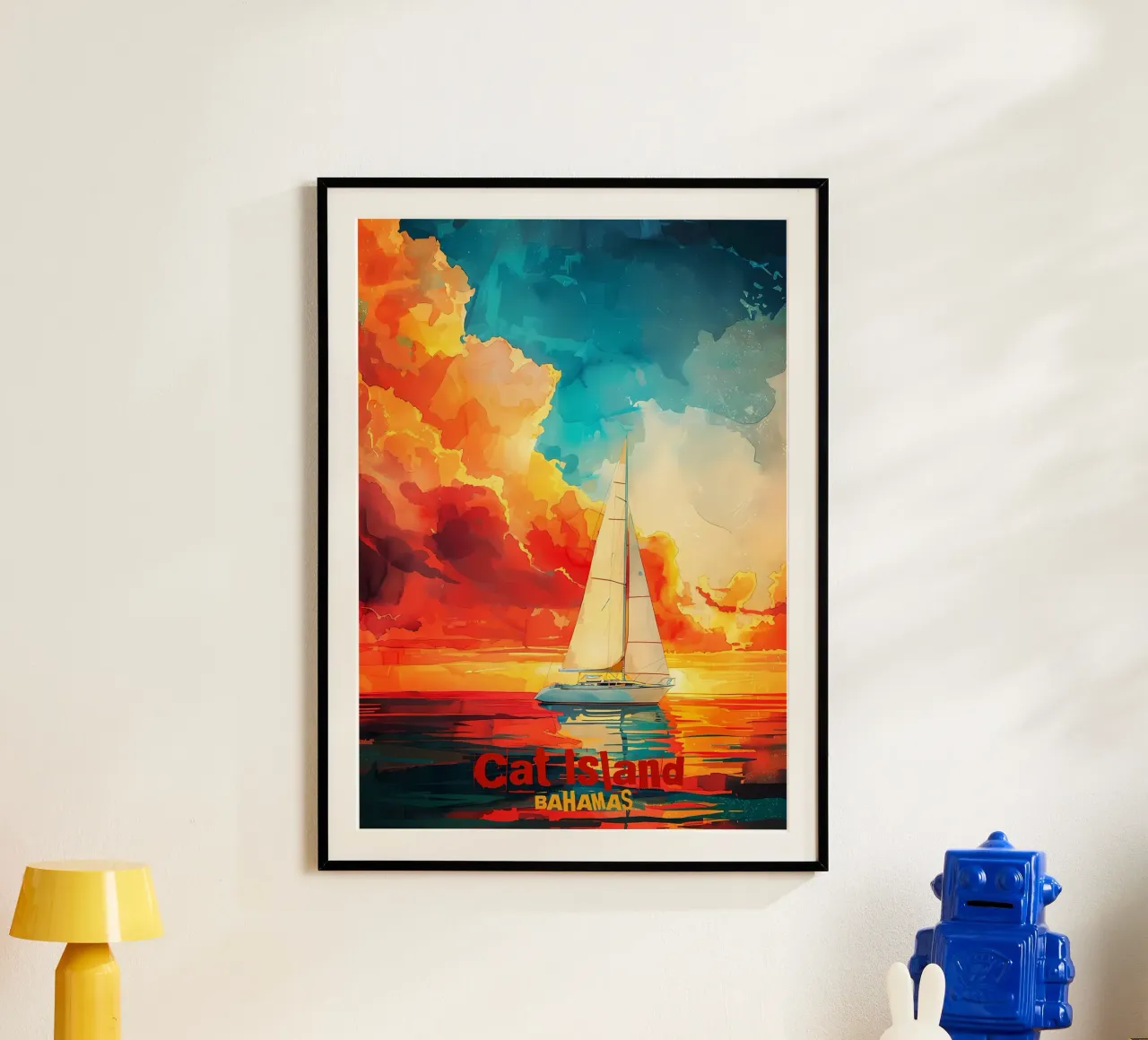 Isola del Gatto Artr poster con telaio in legno da Bartosz Powalka