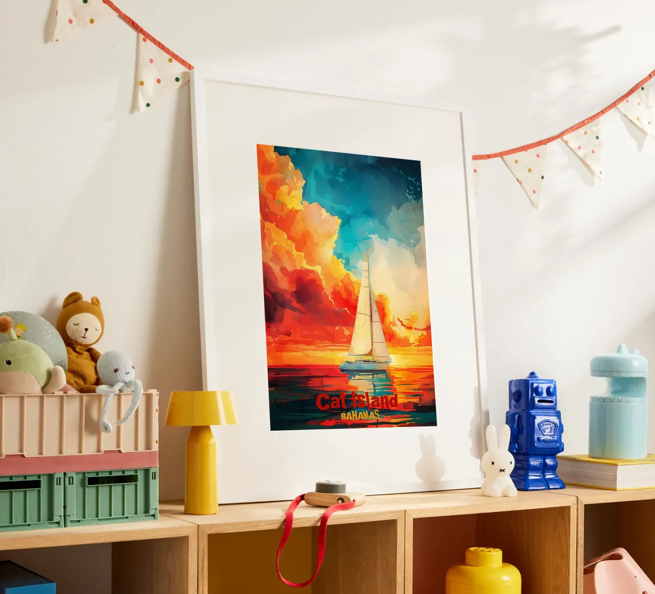 Isola del Gatto Artr poster con telaio in legno da Bartosz Powalka