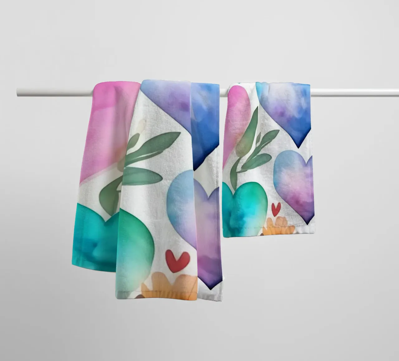 cuori_pastello_2 asciugamano da bagno da Pink- und LoveArt by LK