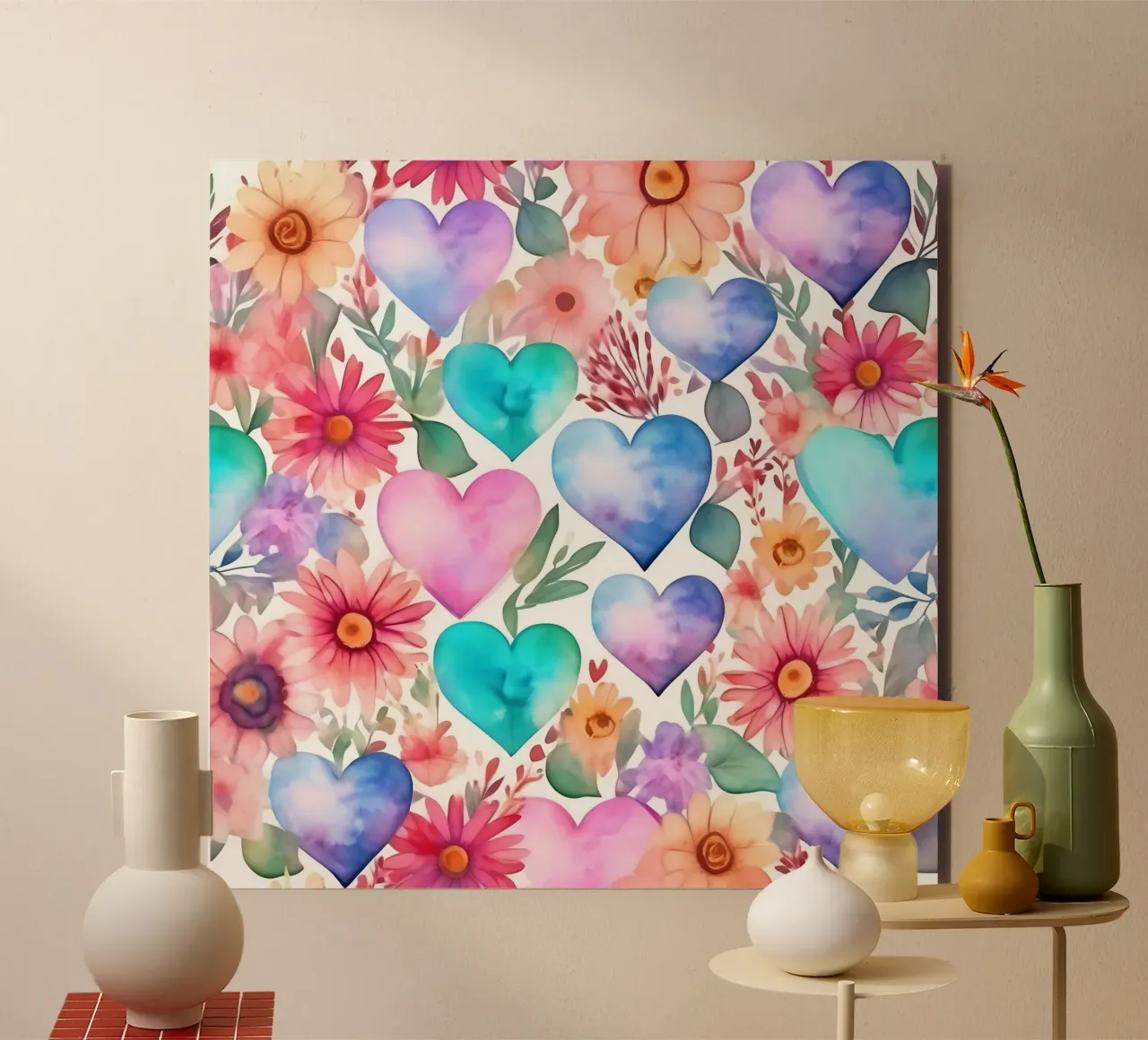 hearts_pastel_2 alu-dibond by Pink- und LoveArt by LK