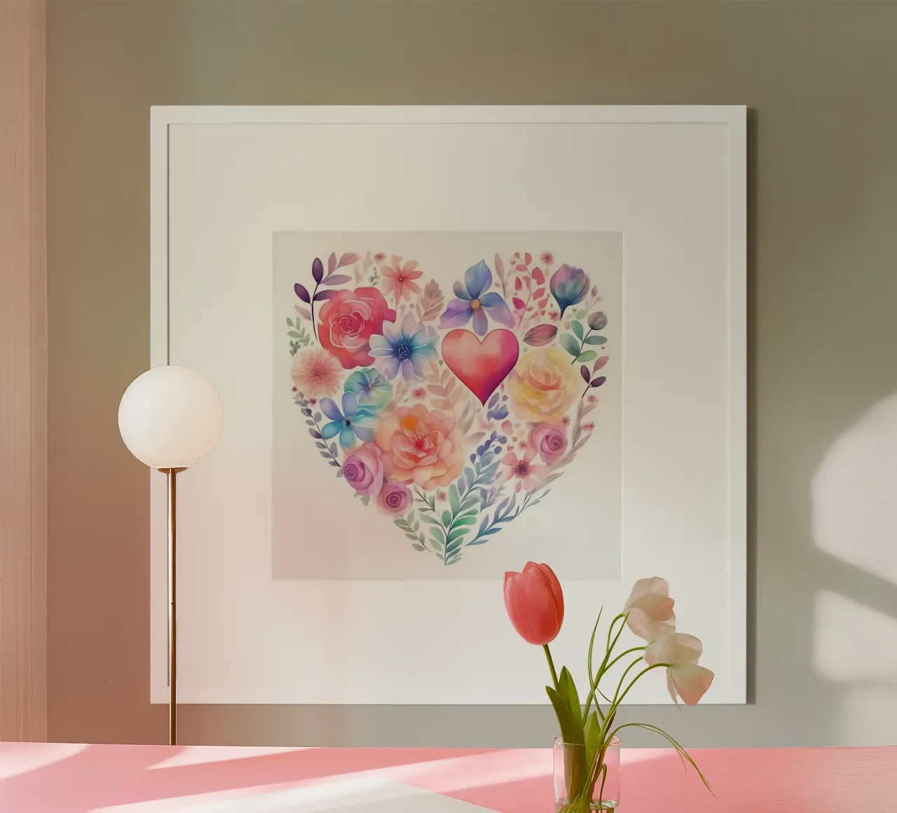 cuori_pastello_4 poster con telaio in alluminio da Pink- und LoveArt by LK