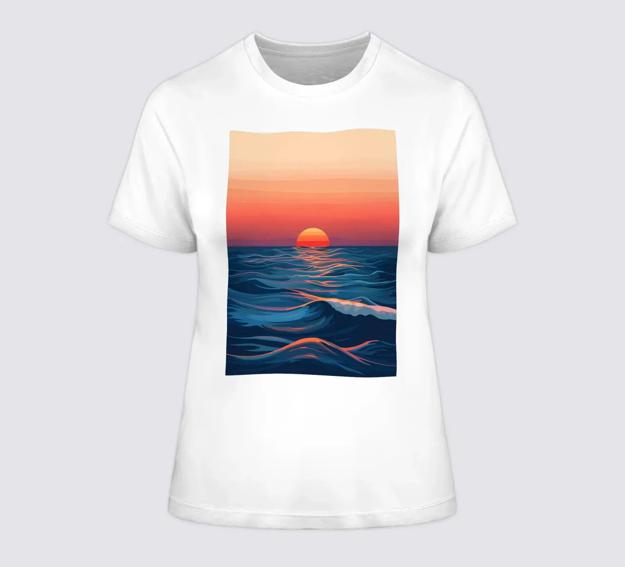 Sunset over the Ocean women's fitted t-shirt by Bartosz Powalka