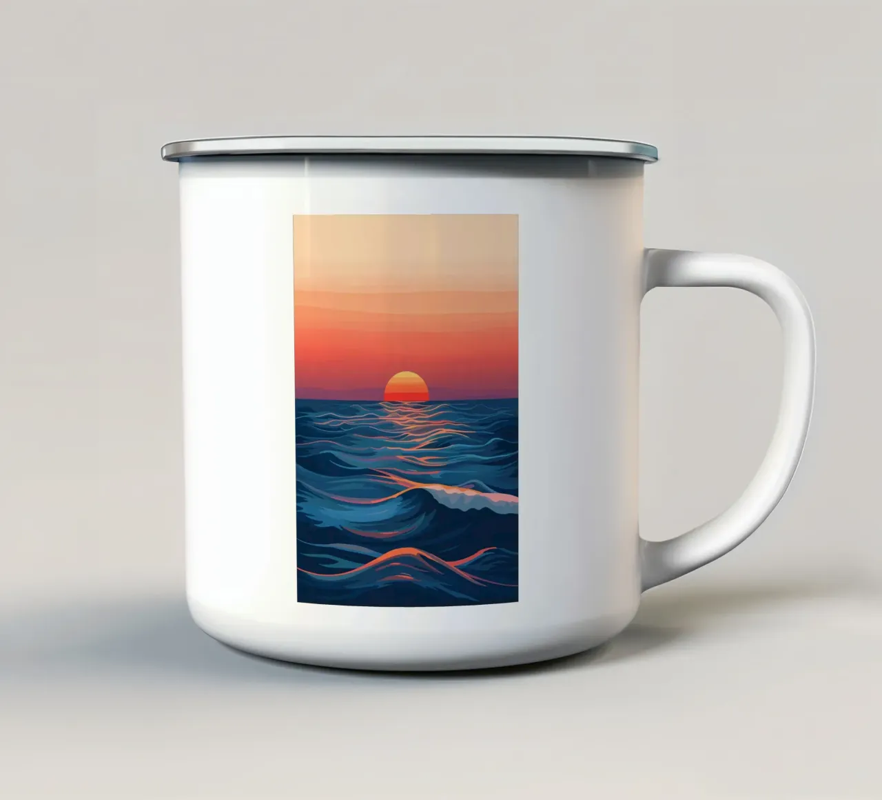 Tramonto sull'oceano tazza in smalto da Bartosz Powalka