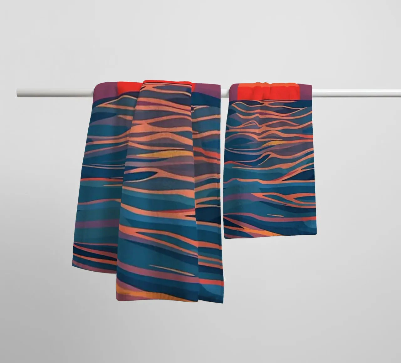 Sunset over the Ocean towel by Bartosz Powalka