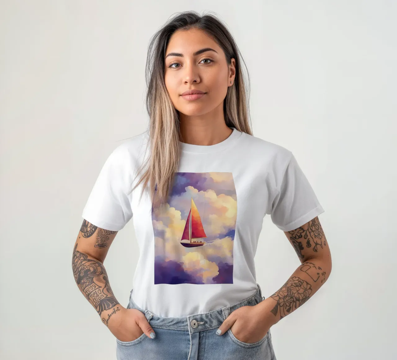 Sailboat in the Clouds t-shirt by Bartosz Powalka
