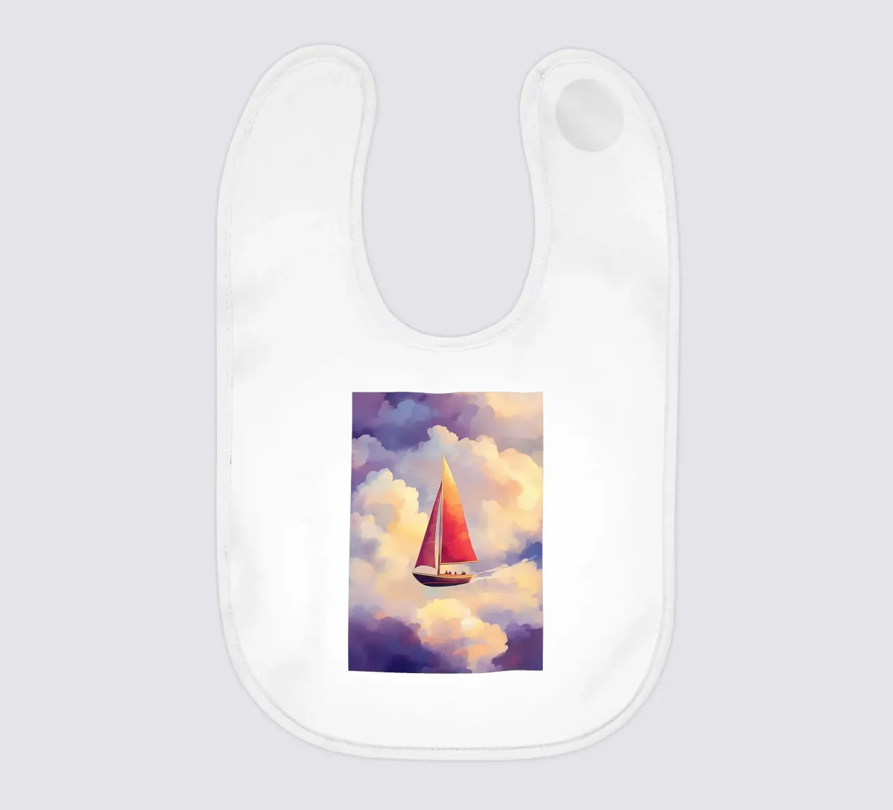 Sailboat in the Clouds baby bib by Bartosz Powalka