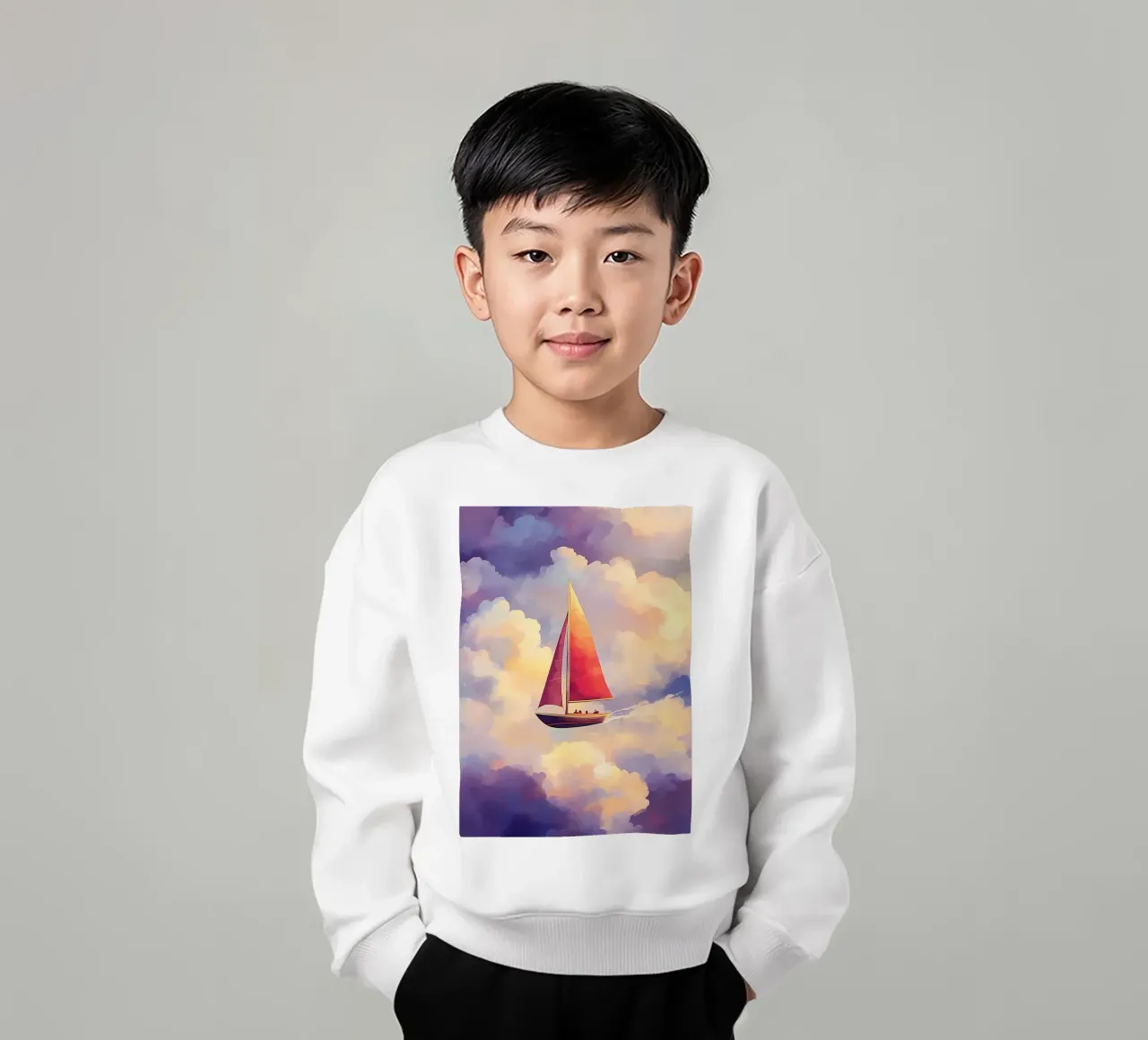 Sailboat in the Clouds kids sweatshirt by Bartosz Powalka