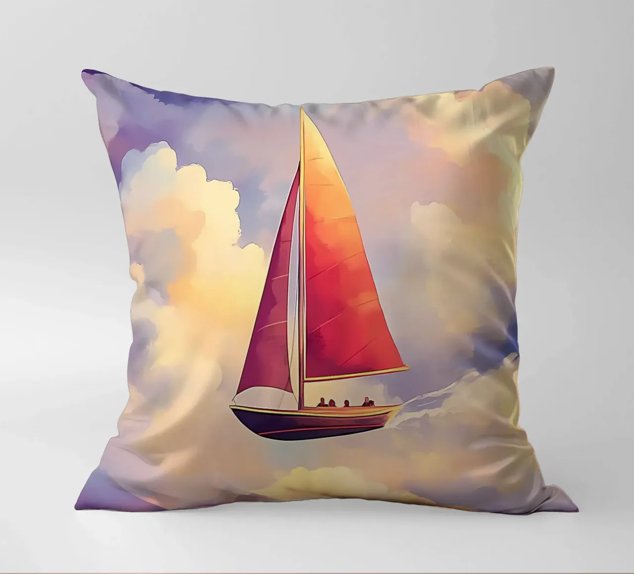 Sailboat in the Clouds decorative cushion by Bartosz Powalka