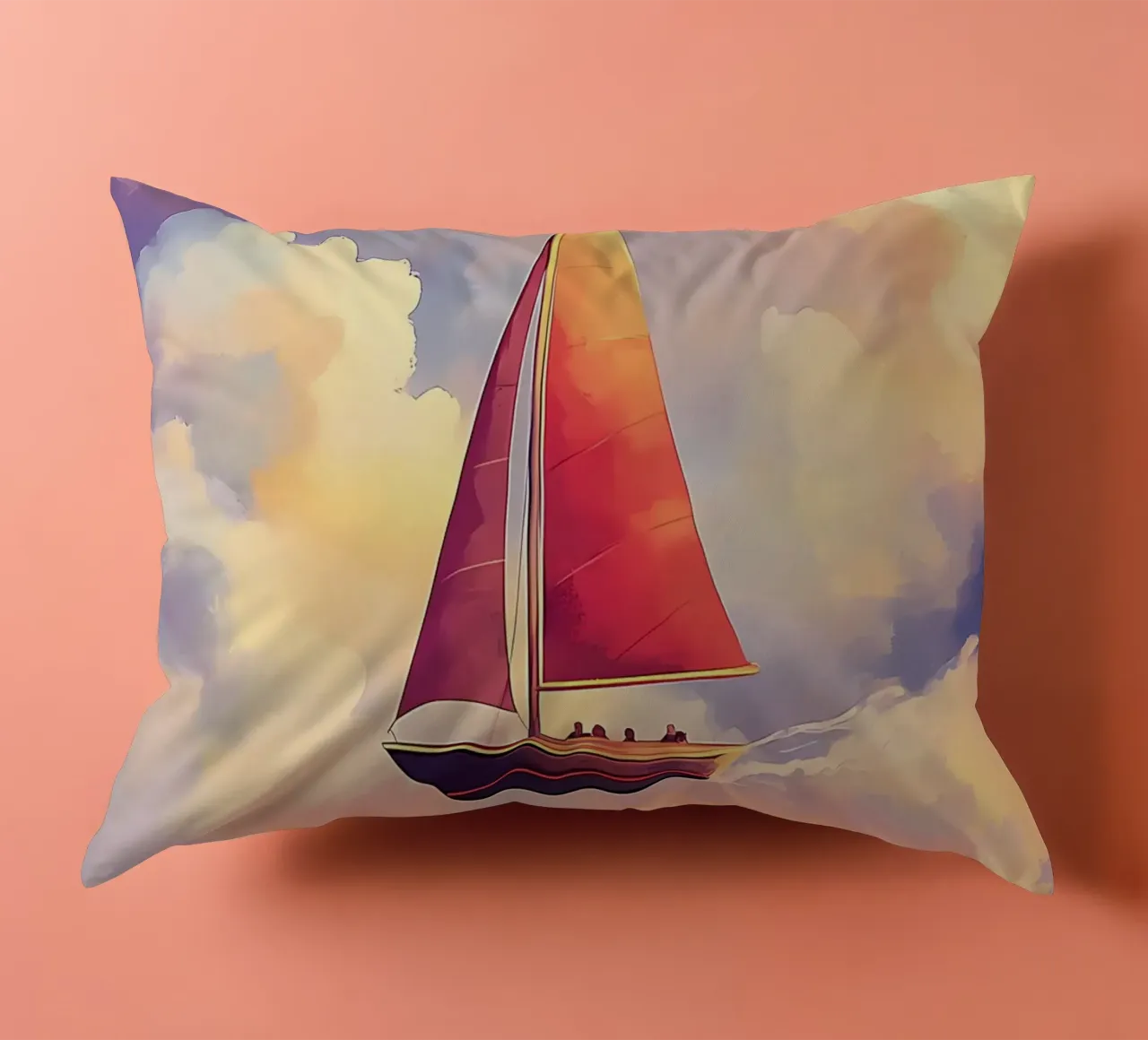 Sailboat in the Clouds decorative cushion by Bartosz Powalka