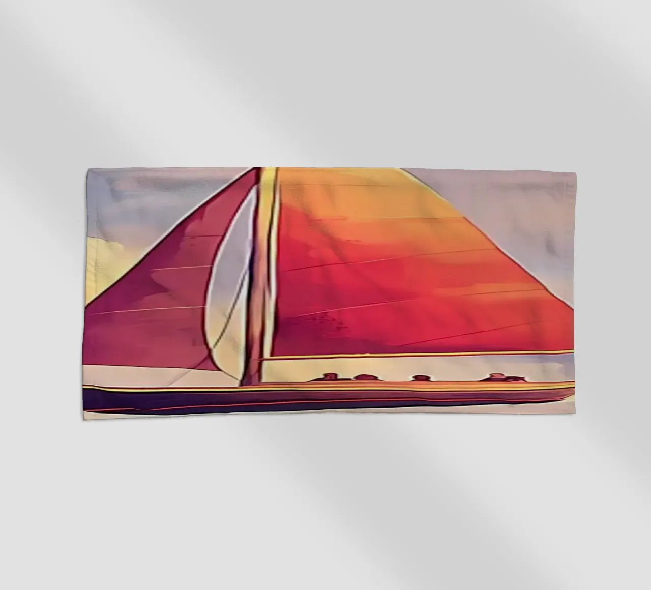 Sailboat in the Clouds beach towel by Bartosz Powalka