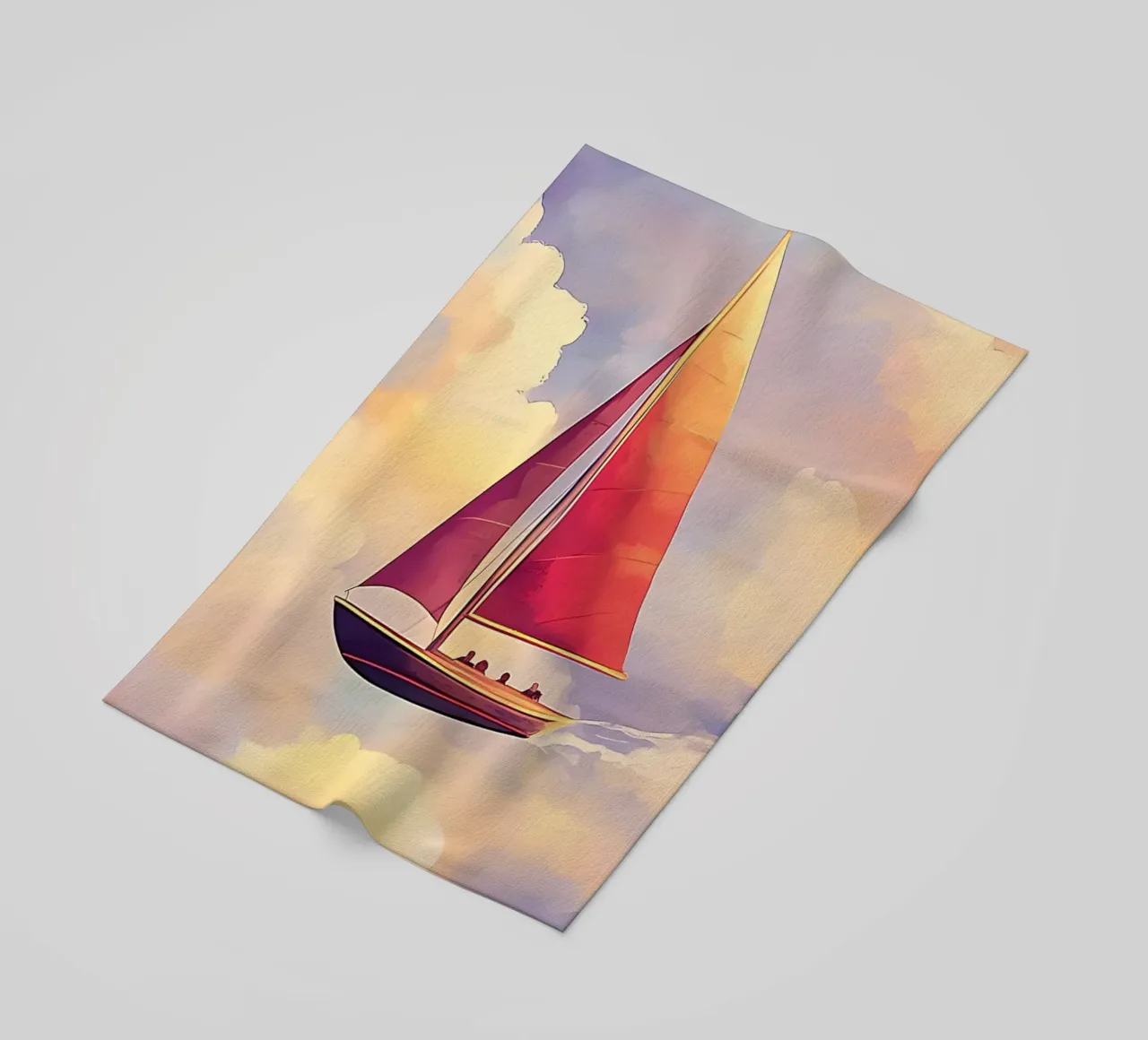 Sailboat in the Clouds beach towel by Bartosz Powalka