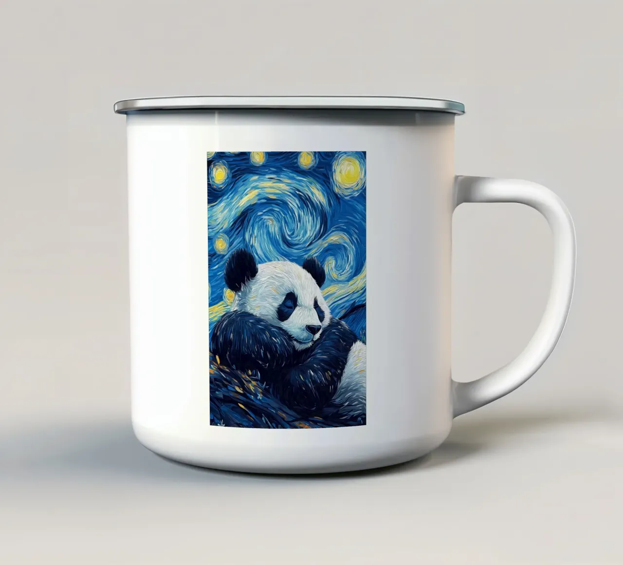 Panda Notte stellata tazza in smalto da Adrian Patel
