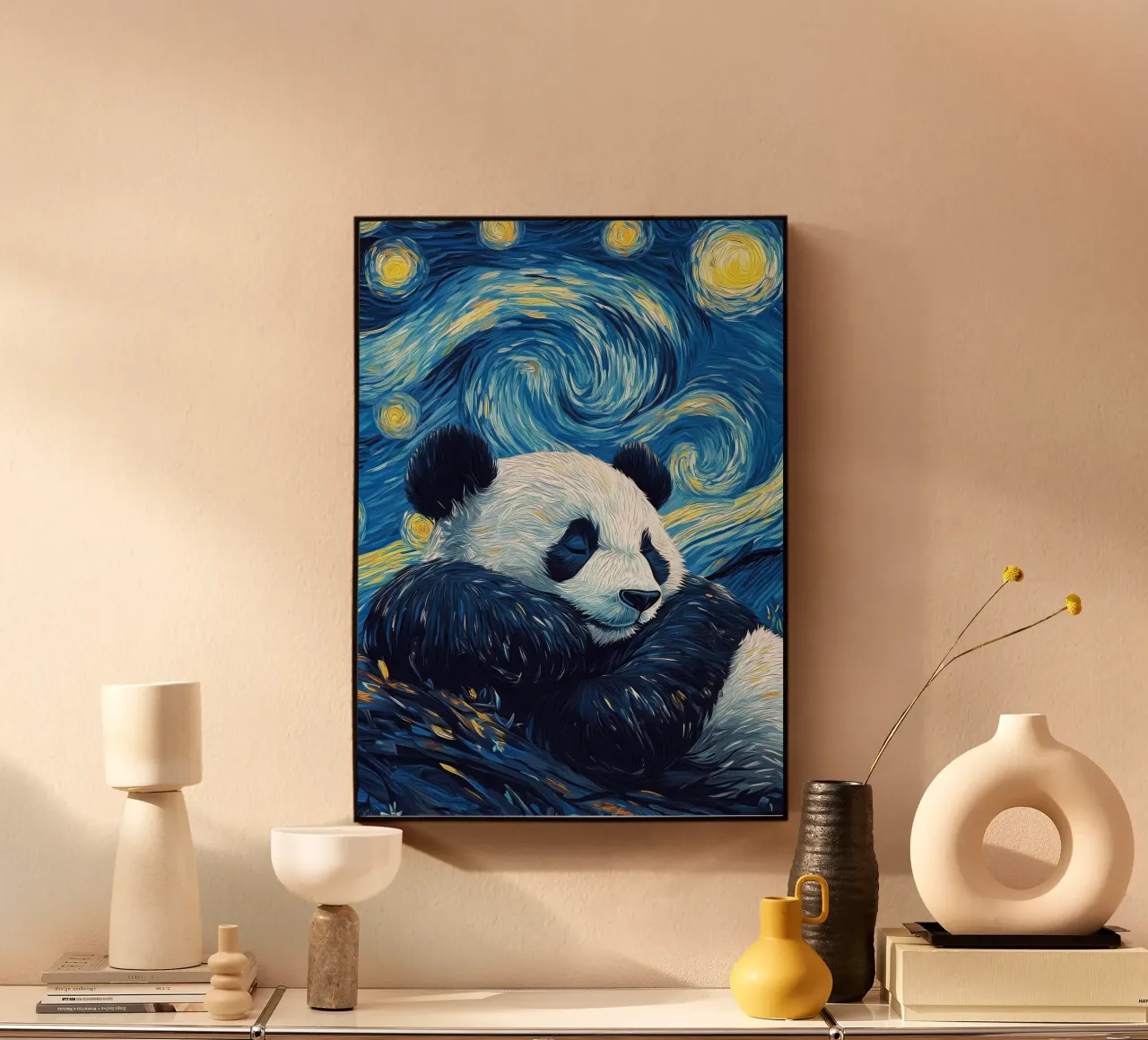 Panda Notte stellata alluminio dibond da Adrian Patel