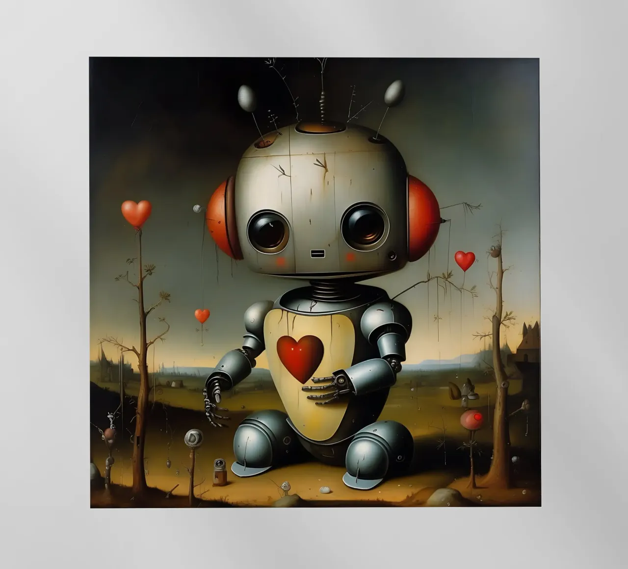 Roboter mit Herz_1 Backlit Folie von Pink- und LoveArt by LK