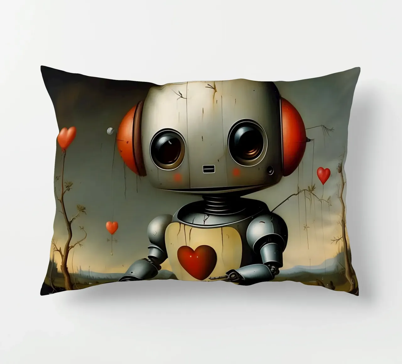 Robot con un cuore_1 cuscino da Pink- und LoveArt by LK