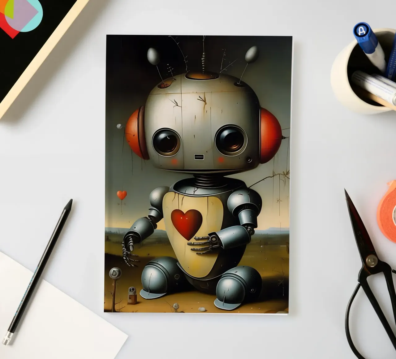 Robots with a heart_1 notebook by Pink- und LoveArt by LK