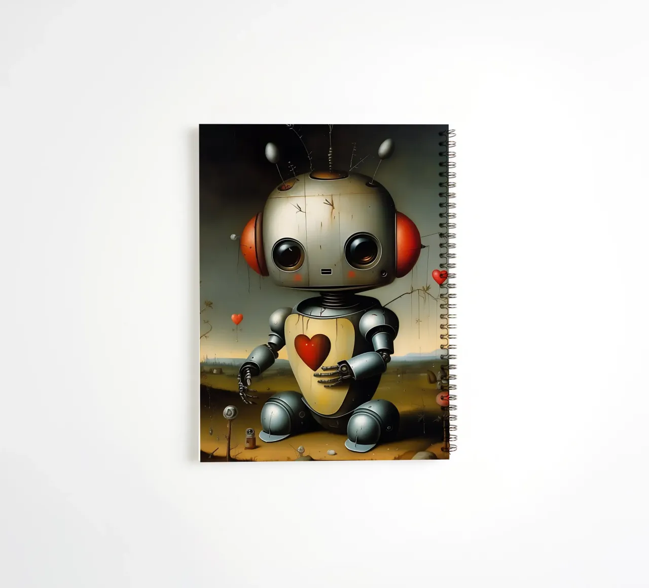 Robots with a heart_1 spiral notebook by Pink- und LoveArt by LK