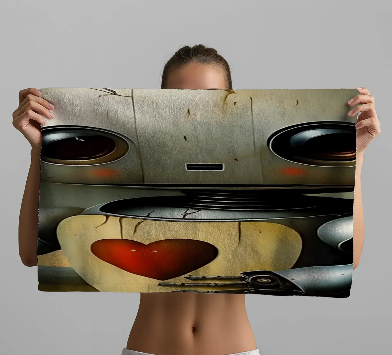 Robots with a heart_1 towel by Pink- und LoveArt by LK