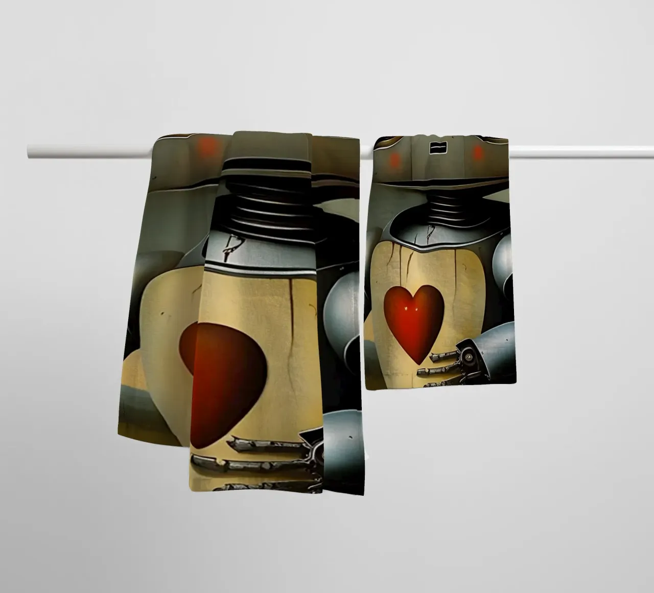 Robots with a heart_1 towel by Pink- und LoveArt by LK