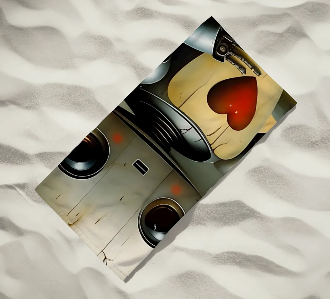 Robots met een hart_1 strandhanddoek van Pink- und LoveArt by LK