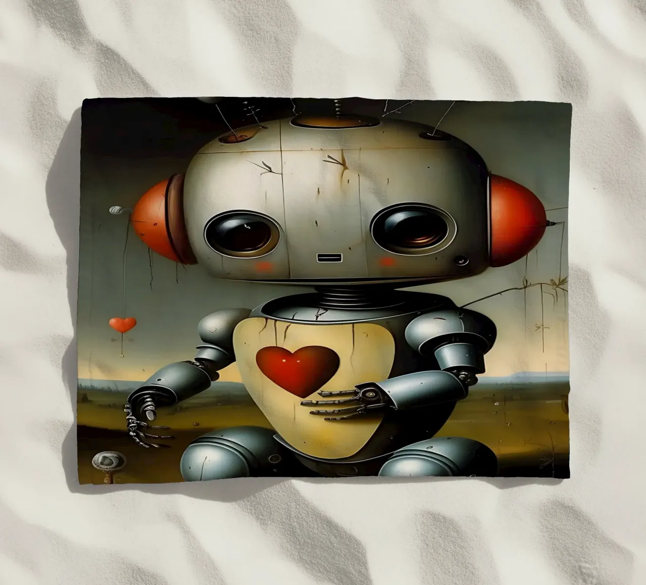 Robot con un cuore_1 telo mare da Pink- und LoveArt by LK