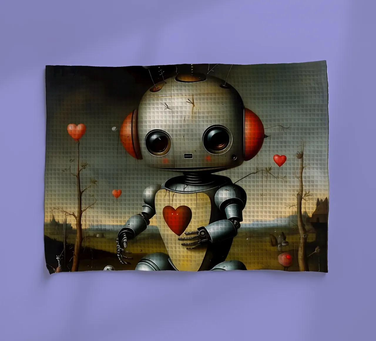Robot con un cuore_1 canovaccio da cucina da Pink- und LoveArt by LK