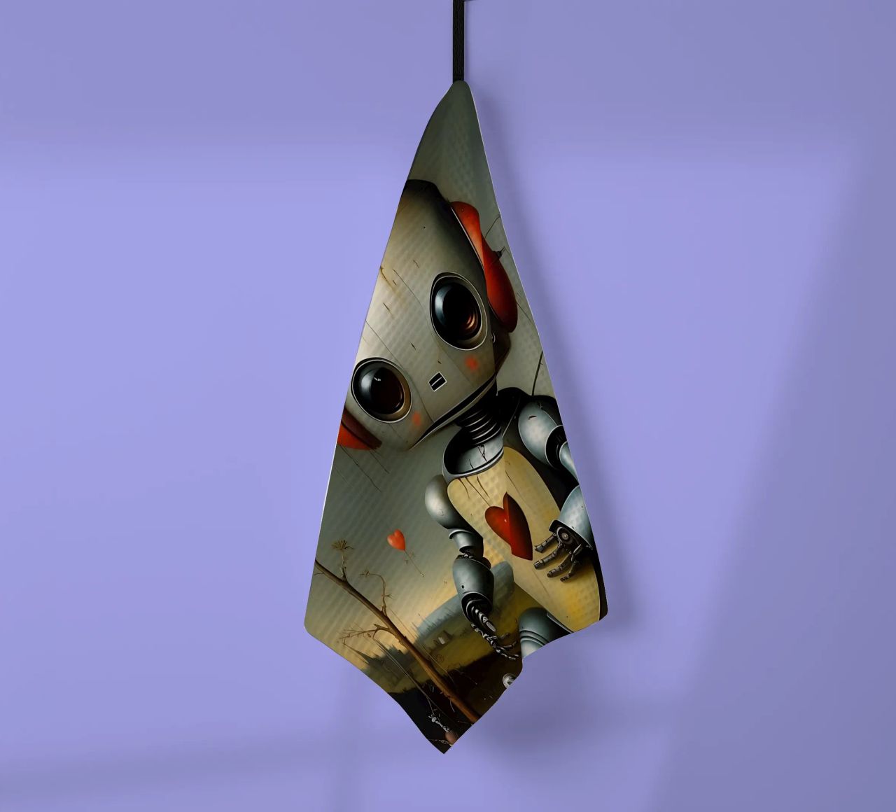 Robot con un cuore_1 canovaccio da cucina da Pink- und LoveArt by LK