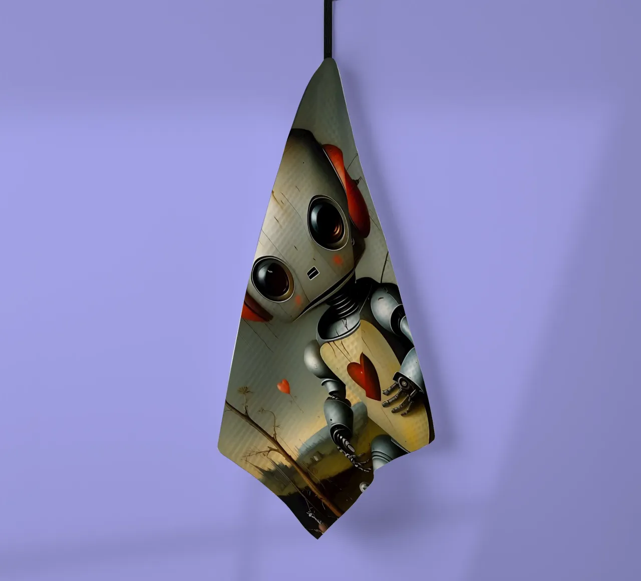 Robot con un cuore_1 canovaccio da cucina da Pink- und LoveArt by LK