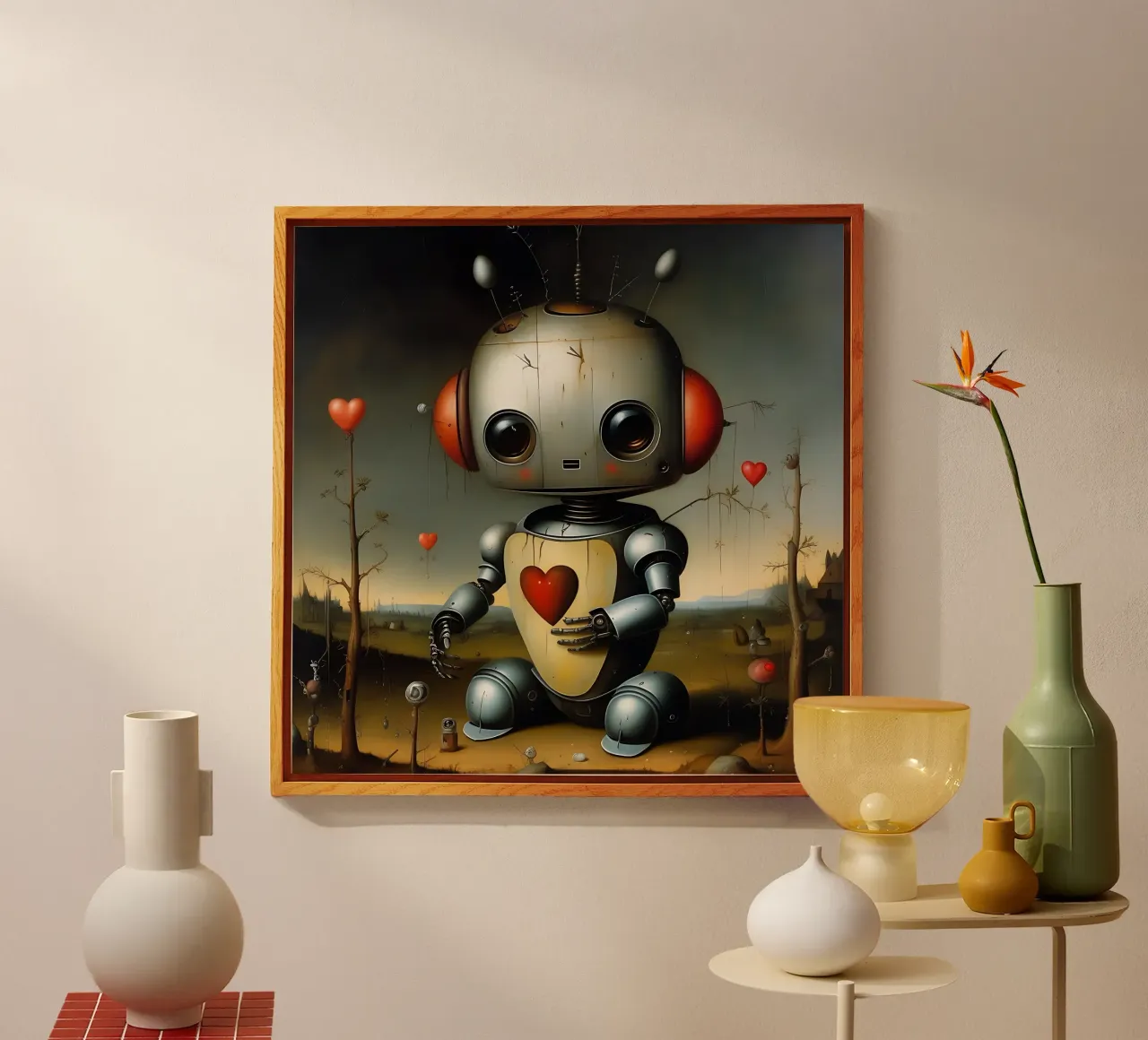 Robot con un cuore_1 plexiglass da Pink- und LoveArt by LK
